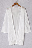LC271896-1, White Hollow-out Knit Kimono