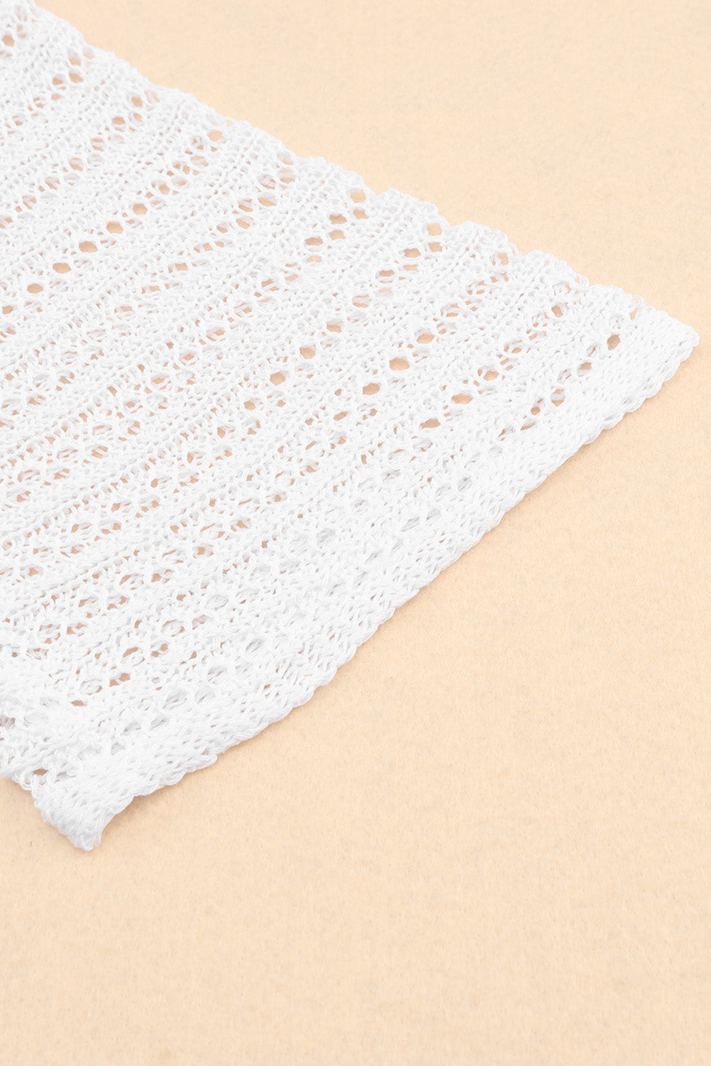 LC271896-1, White Hollow-out Knit Kimono