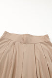 LC625150-18-S, LC625150-18-M, LC625150-18-L, LC625150-18-XL, Apricot Solid Color Ribbed Crop Top Long Pants Set