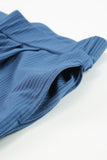 LC625150-5-S, LC625150-5-M, LC625150-5-L, LC625150-5-XL, Blue Solid Color Ribbed Crop Top Long Pants Set