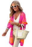 Women's Striped Long Sleeve Open Front Ribbed Trim Cardigan