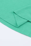 LC25121882-9-S, LC25121882-9-M, LC25121882-9-L, LC25121882-9-XL, LC25121882-9-2XL, Green Trimmed Neckline Waffle Knit Henley Top