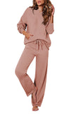 Women's Two Piece Sweater Outfits Set Loose Fit Hoodie Top Wide Leg Pants