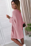 LC271725-10-S, LC271725-10-M, LC271725-10-L, LC271725-10-XL, LC271725-10-2XL, Pink Oversized Fold Over Sleeve Sweater Cardigan