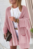 LC271725-10-S, LC271725-10-M, LC271725-10-L, LC271725-10-XL, LC271725-10-2XL, Pink Oversized Fold Over Sleeve Sweater Cardigan