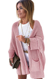 LC271725-10-S, LC271725-10-M, LC271725-10-L, LC271725-10-XL, LC271725-10-2XL, Pink Oversized Fold Over Sleeve Sweater Cardigan