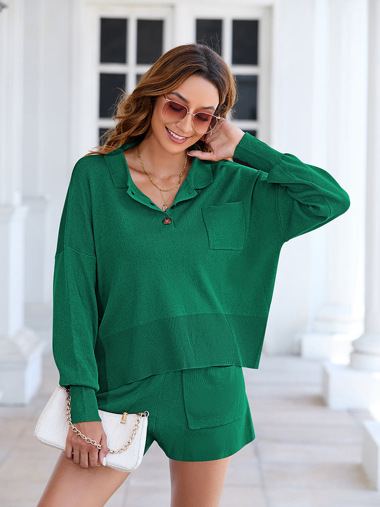 LC275043-9-S, LC275043-9-M, LC275043-9-L, LC275043-9-XL, Green sweater sets