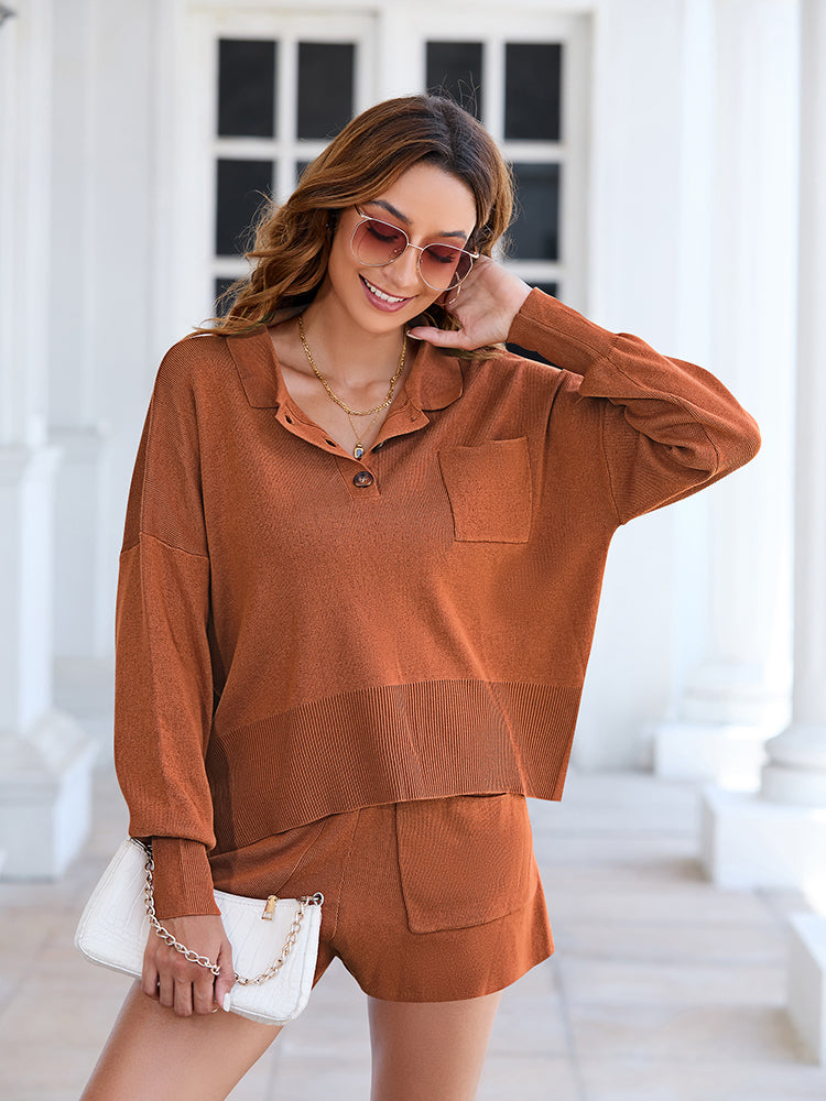 LC275043-17-S, LC275043-17-M, LC275043-17-L, LC275043-17-XL, Brown sweater sets
