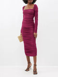LC6117760-903-S, LC6117760-903-M, LC6117760-903-L, LC6117760-903-XL, Berry Red dress