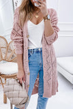 LC271948-10-S, LC271948-10-M, LC271948-10-L, LC271948-10-XL, LC271948-10-2XL, Pink Hollow-out Openwork Knit Cardigan 