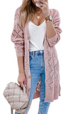 LC271948-10-S, LC271948-10-M, LC271948-10-L, LC271948-10-XL, LC271948-10-2XL, Pink Hollow-out Openwork Knit Cardigan 