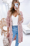 LC271948-10-S, LC271948-10-M, LC271948-10-L, LC271948-10-XL, LC271948-10-2XL, Pink Hollow-out Openwork Knit Cardigan 