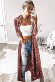 LC2541980-10-S, LC2541980-10-M, LC2541980-10-L, LC2541980-10-XL, Pink Lapel Open Front Duster Velvet Cardigan