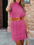LC273518-6-S, LC273518-6-M, LC273518-6-L, LC273518-6-XL, Rose Red sweater dress