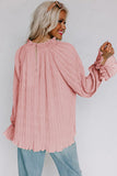 LC25121763-1010-S, LC25121763-1010-M, LC25121763-1010-L, LC25121763-1010-XL, Pink Striking Pleated Flared Cuff Long Sleeve Blouse