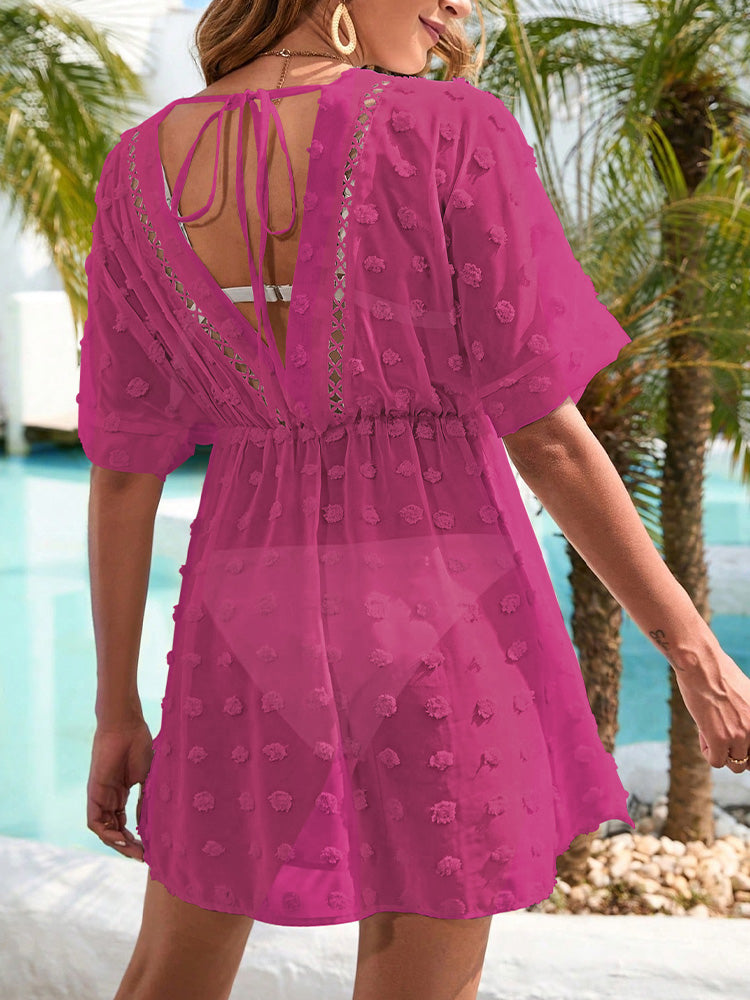 LC422134-6-S, LC422134-6-M, LC422134-6-L, LC422134-6-XL, Rose Red cover up