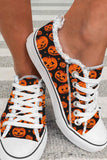 Women's Halloween Pumpkin Faces Print Ripped Canvas Shoes