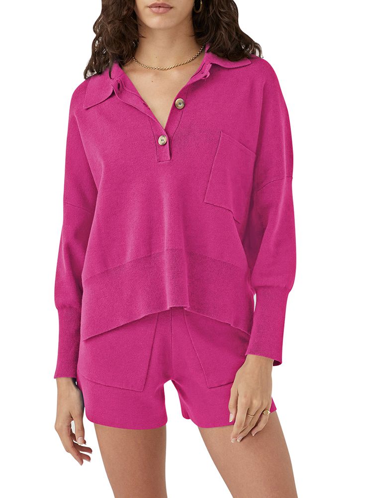 LC275043-6-S, LC275043-6-M, LC275043-6-L, LC275043-6-XL, Rose Red sweater sets