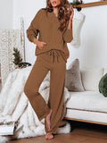 Women's Two Piece Sweater Outfits Set Loose Fit Hoodie Top Wide Leg Pants