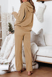 Women's Two Piece Sweater Outfits Set Loose Fit Hoodie Top Wide Leg Pants