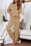 Women's Two Piece Sweater Outfits Set Loose Fit Hoodie Top Wide Leg Pants