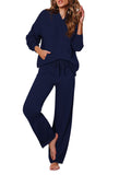 Women's Two Piece Sweater Outfits Set Loose Fit Hoodie Top Wide Leg Pants