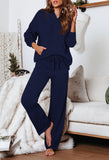 Women's Two Piece Sweater Outfits Set Loose Fit Hoodie Top Wide Leg Pants