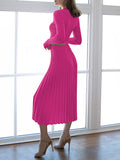 LC275038-6-S, LC275038-6-M, LC275038-6-L, LC275038-6-XL, Rose Red knit dress sets