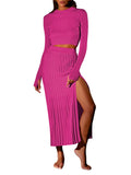 LC275038-6-S, LC275038-6-M, LC275038-6-L, LC275038-6-XL, Rose Red knit dress sets