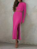 LC275038-6-S, LC275038-6-M, LC275038-6-L, LC275038-6-XL, Rose Red knit dress sets