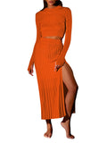 LC275038-14-S, LC275038-14-M, LC275038-14-L, LC275038-14-XL, Orange knit dress sets