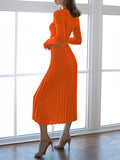 LC275038-14-S, LC275038-14-M, LC275038-14-L, LC275038-14-XL, Orange knit dress sets