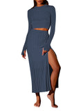 LC275038-305-S, LC275038-305-M, LC275038-305-L, LC275038-305-XL, Navy knit dress sets