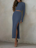 LC275038-305-S, LC275038-305-M, LC275038-305-L, LC275038-305-XL, Navy knit dress sets