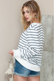 LC25122022-19-S, LC25122022-19-M, LC25122022-19-L, LC25122022-19-XL, Striped Print Ribbed Trim Long Sleeve Top