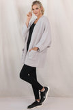 LC271725-16-S, LC271725-16-M, LC271725-16-L, LC271725-16-XL, LC271725-16-2XL, Khaki Oversized Fold Over Sleeve Sweater Cardigan