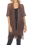 LC2541328-17, Brown Loose Knitwear Kimono with Slits