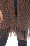 LC2541328-17, Brown Loose Knitwear Kimono with Slits