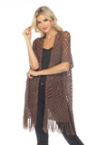 LC2541328-17, Brown Loose Knitwear Kimono with Slits