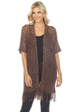 LC2541328-17, Brown Loose Knitwear Kimono with Slits