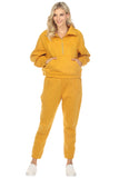 LC2611530-7-S, LC2611530-7-M, LC2611530-7-L, LC2611530-7-XL, LC2611530-7-2XL, Yellow Half Zip Sweatshirt and Sweatpants Sports Set