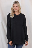 LC25314678-2-S, LC25314678-2-M, LC25314678-2-L, LC25314678-2-XL, LC25314678-2-2XL, Black Drop Shoulder Ribbed Trim Oversized Sweatshirt