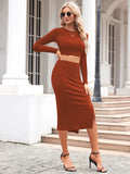 LC6115635-17-S, LC6115635-17-M, LC6115635-17-L, LC6115635-17-XL, Brown dress set