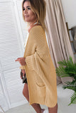 LC271725-18-S, LC271725-18-M, LC271725-18-L, LC271725-18-XL, LC271725-18-2XL, Apricot Oversized Fold Over Sleeve Sweater Cardigan