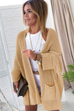 LC271725-18-S, LC271725-18-M, LC271725-18-L, LC271725-18-XL, LC271725-18-2XL, Apricot Oversized Fold Over Sleeve Sweater Cardigan