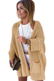 LC271725-18-S, LC271725-18-M, LC271725-18-L, LC271725-18-XL, LC271725-18-2XL, Apricot Oversized Fold Over Sleeve Sweater Cardigan