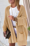 LC271725-18-S, LC271725-18-M, LC271725-18-L, LC271725-18-XL, LC271725-18-2XL, Apricot Oversized Fold Over Sleeve Sweater Cardigan