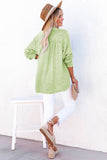 LC25121568-9-M, LC25121568-9-L, LC25121568-9-XL, LC25121568-9-S, LC25121568-9-2XL, Green Crinkle Textured Loose Henley Top