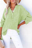 LC25121568-9-M, LC25121568-9-L, LC25121568-9-XL, LC25121568-9-S, LC25121568-9-2XL, Green Crinkle Textured Loose Henley Top