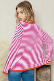 Women's Striped Color Block Sweater Drop Shoulder Relaxed Fit Pullover